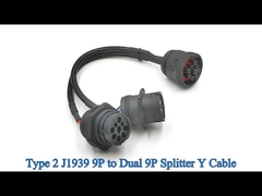 Deutsch 9-Pin J1939 زنانه به J1939 مردانه فلنج مربع و رشته ای J1939 مردانه Splitter Y کابل