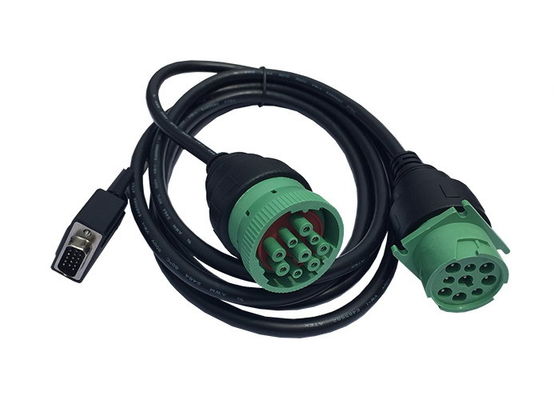 Green J1939 Y Cable durable PA66 and Fiber Connector