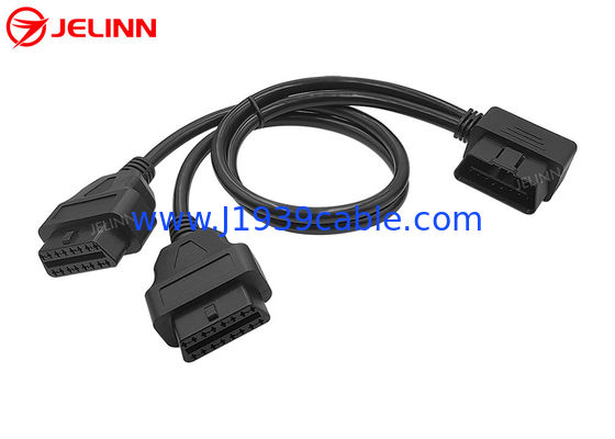 OBD2 OBDII 16 پین زاویه راست نر به دو زن کابل اسپلیت Y دور