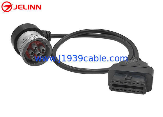زاویه راست J1708 اتصال 6 پین به کابل اتصال OBD 2 برای دستگاه های تشخیصی یا ردیاب