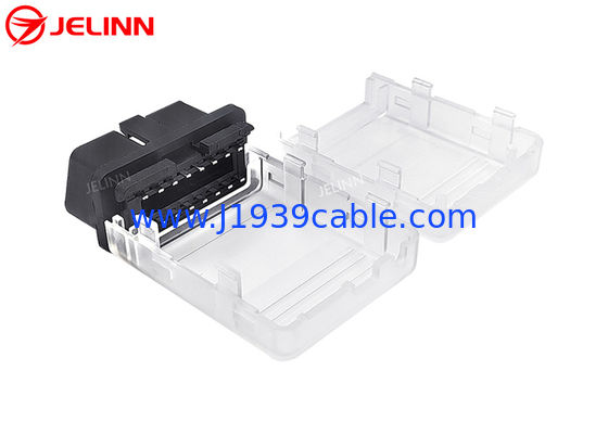 محفظه شفاف پلاستیکی OBD2 محفظه OBD 2 و کانکتور مردانه OBDII با پین های مستقیم
